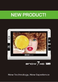 Handheld video magnifier low vision aid Snow HD Plus brochure cover