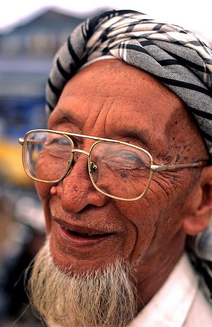 Elderly person with glasses