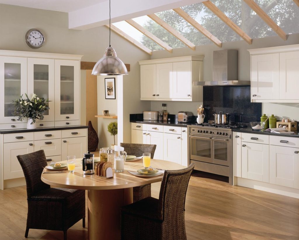 Spacious Kitchen Design White Cabinet Interior