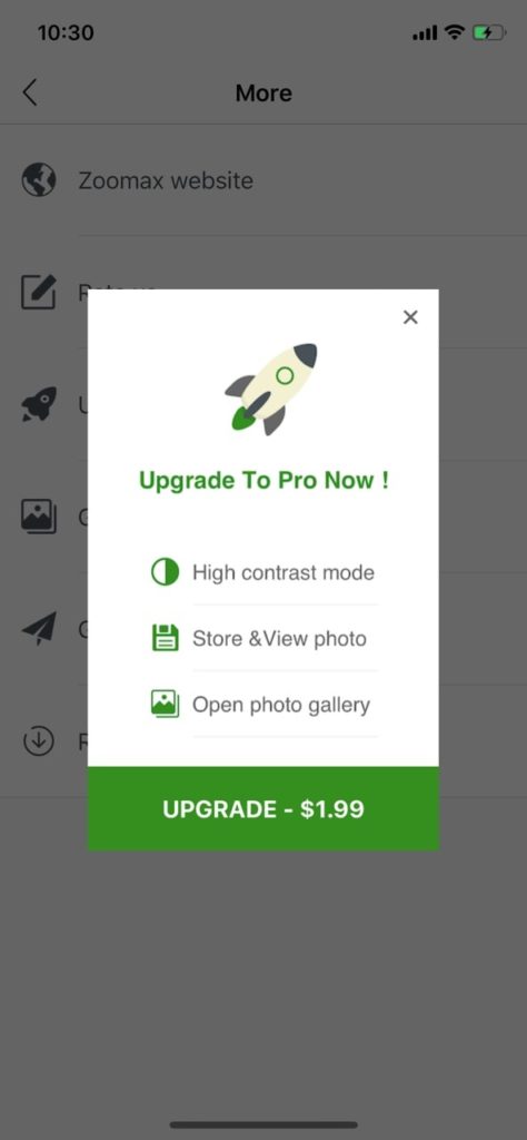 Zoomax Magnifier App Screenshot Upgrade