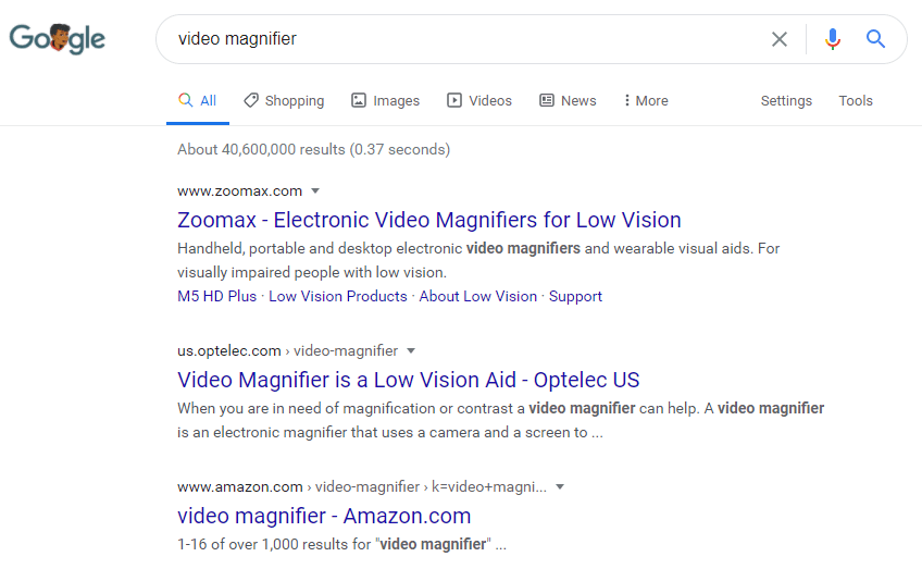 Google Search Video Magnifier Zoomax
