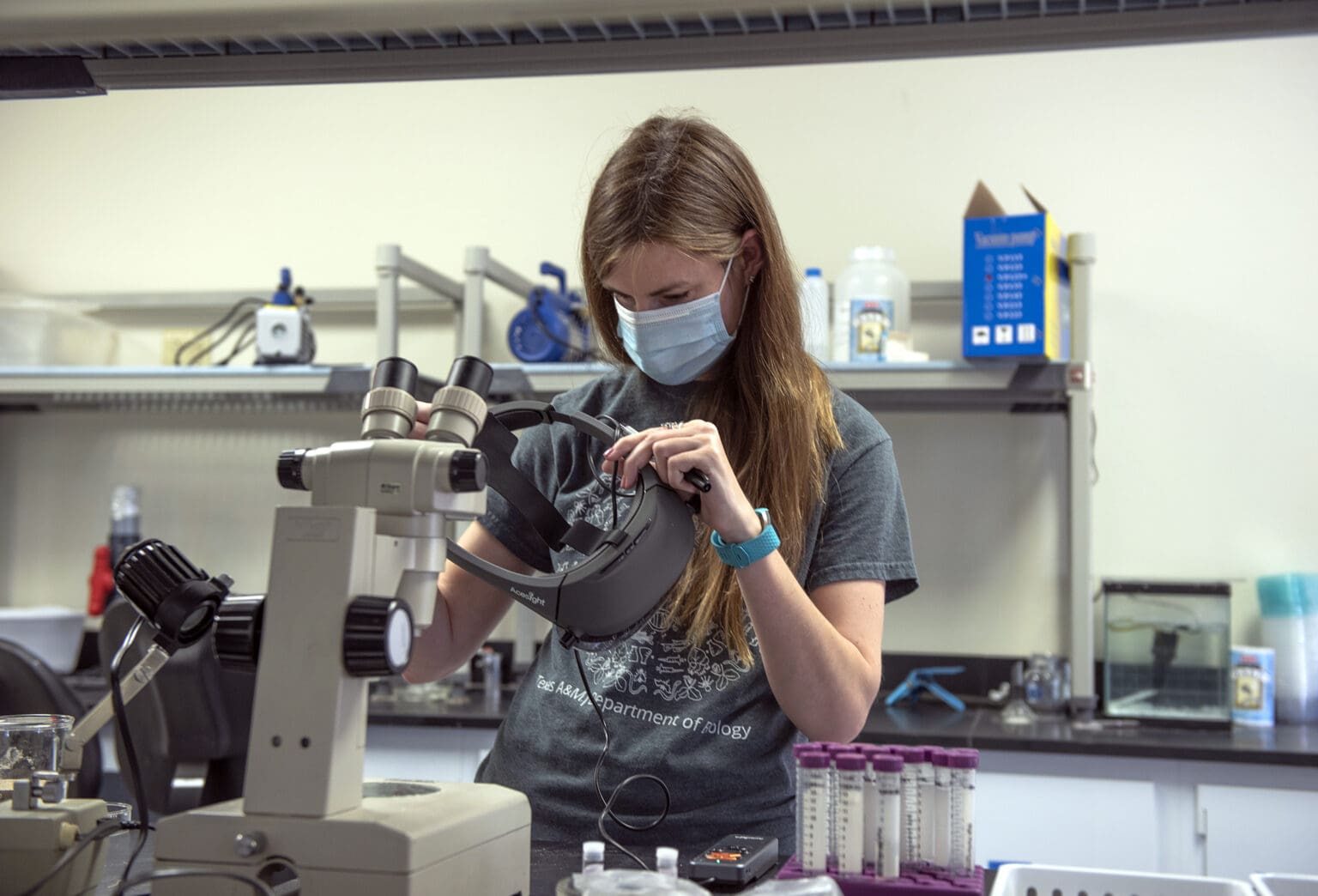 Hayden Maureen is Adjusting her Acesight in the Lab