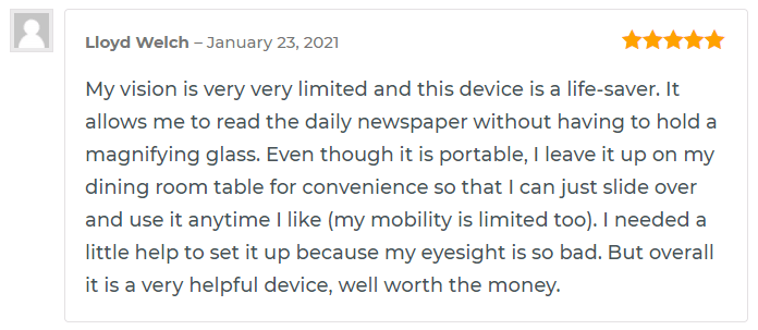 review of lloyd welch on snow 12 portable video magnifier for low vision