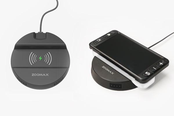 zoomax luna 6 handheld electronic video magnifier for low vision wireless charging