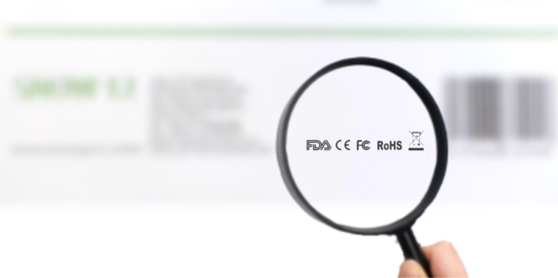 FDA, CE marking, FCC, and RoHS Certificate